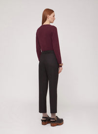 Black_3QTY // Pantalon court coupe droite en laine - Black