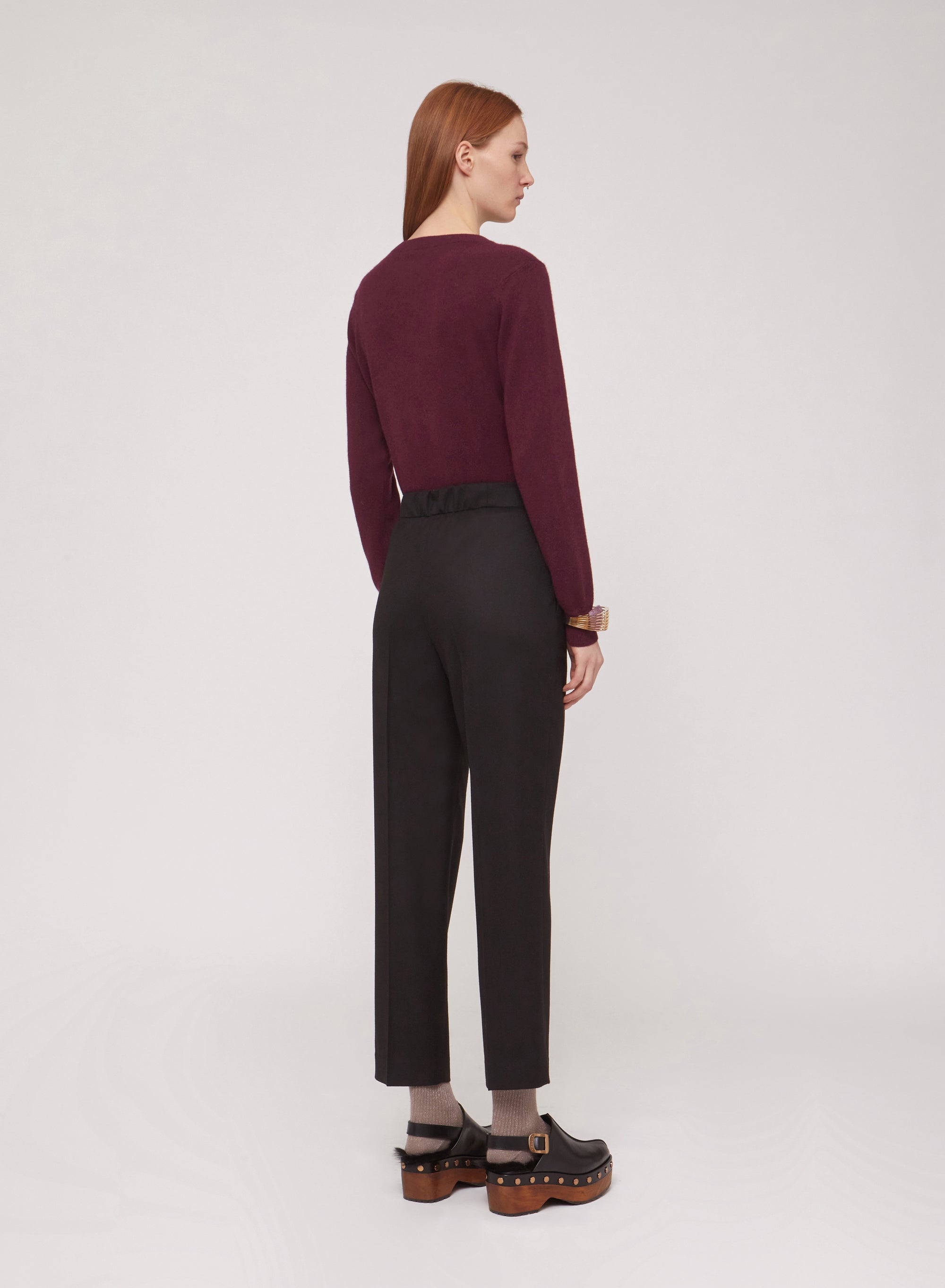 Black_3QTY // Pantalon court coupe droite en laine - Black