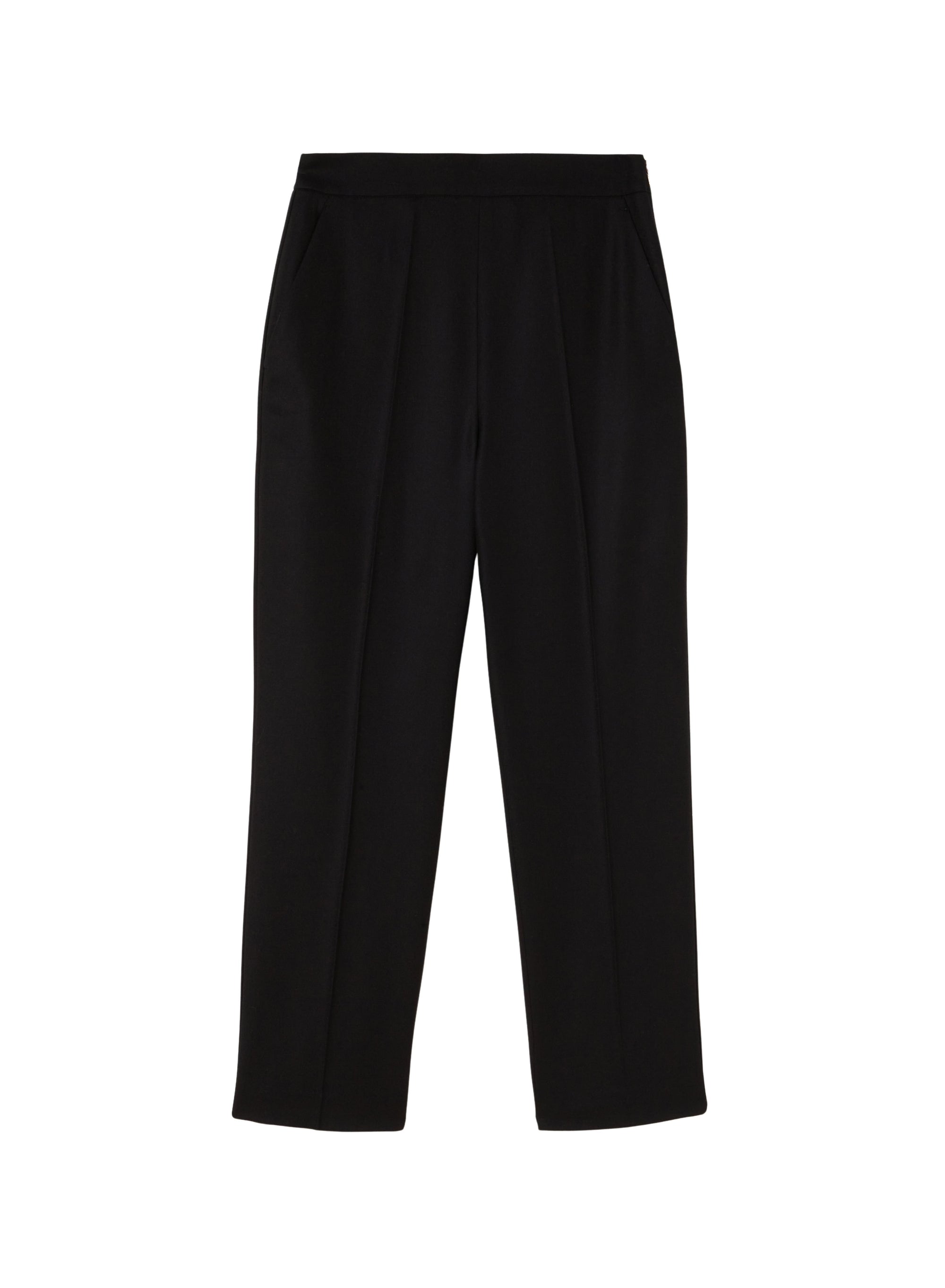 Black_3QTY // Pantalon court coupe droite en laine - Black