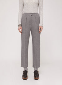 Granite_1QTY // Pantalon court à pinces motif chiné en laine - Granite