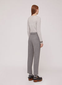 Granite_1QTY // Pantalon court à pinces motif chiné en laine - Granite