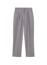 Granite_1QTY // Pantalon court à pinces motif chiné en laine - Granite