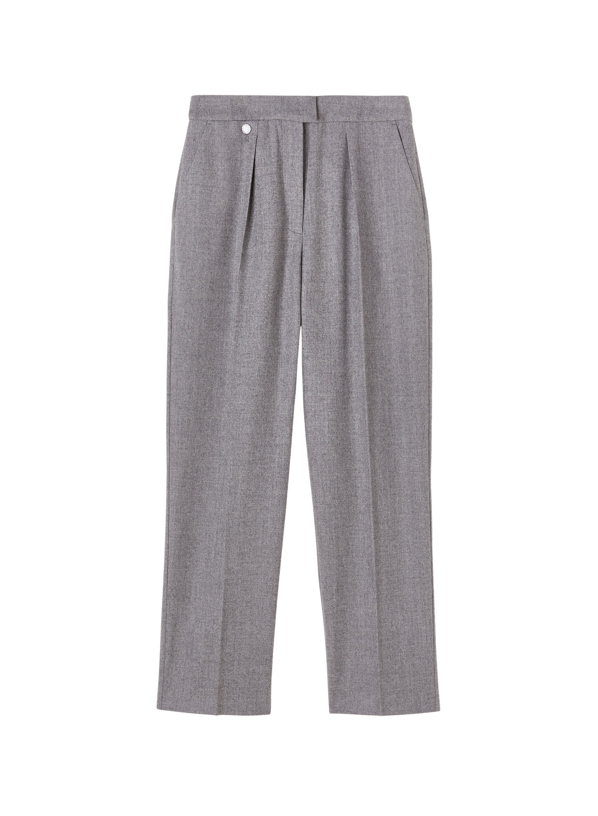 Granite_1QTY // Pantalon court à pinces motif chiné en laine - Granite