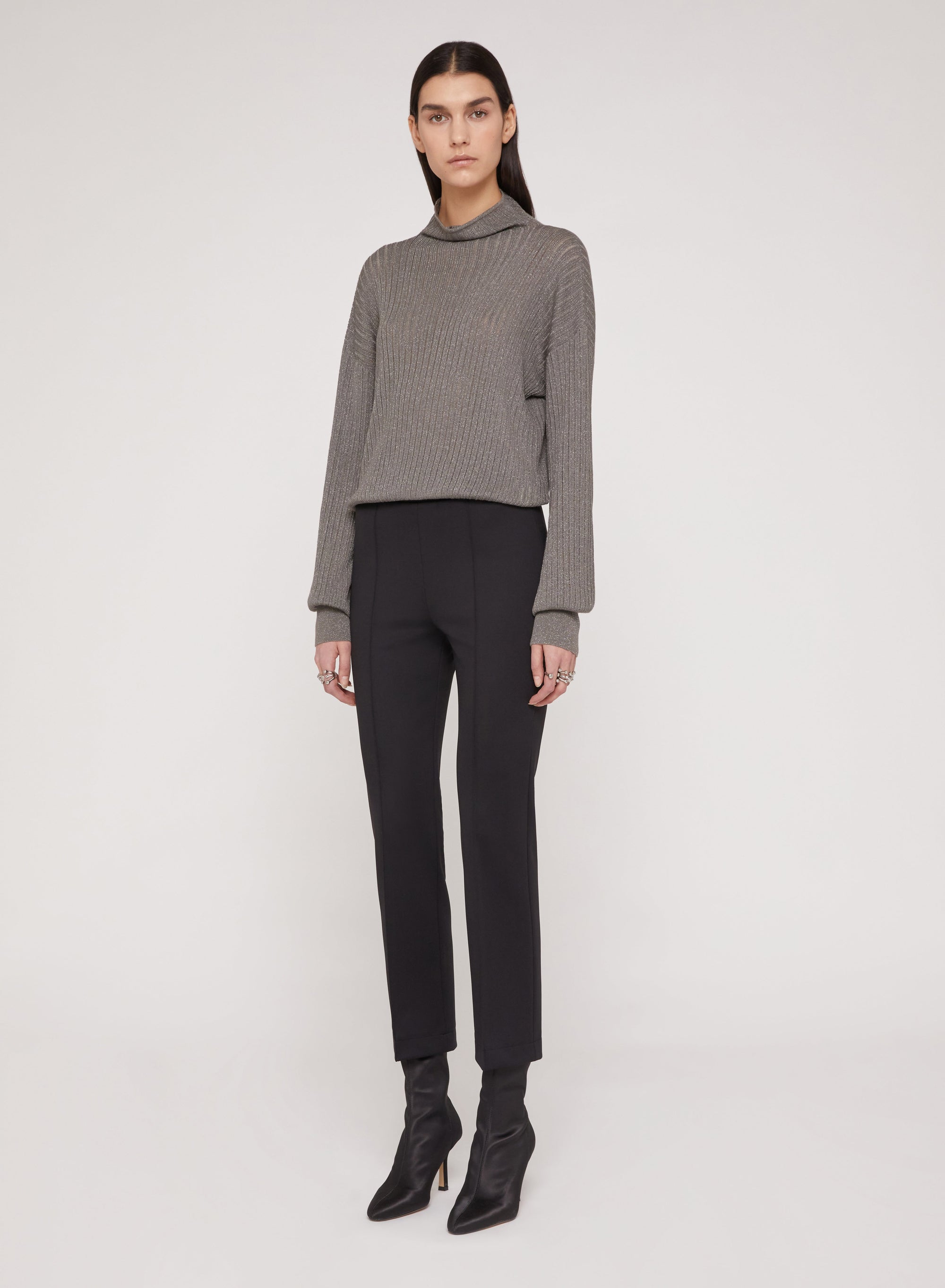 Pantalon droit et ceinture côtelée - Chalk