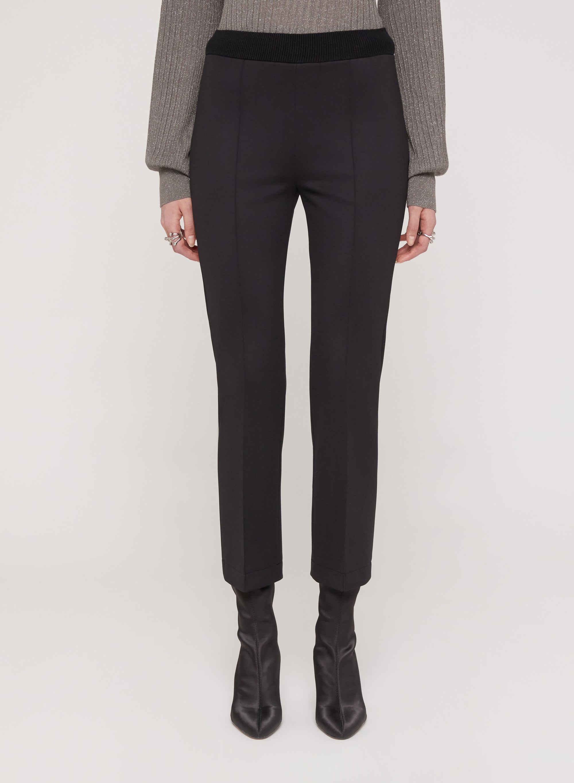 Black_1QTY // Pantalon droit à plis et ceinturé - Black