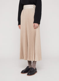 Buttermilk_2QTY // Jupe longue plissée en laine - Buttermilk