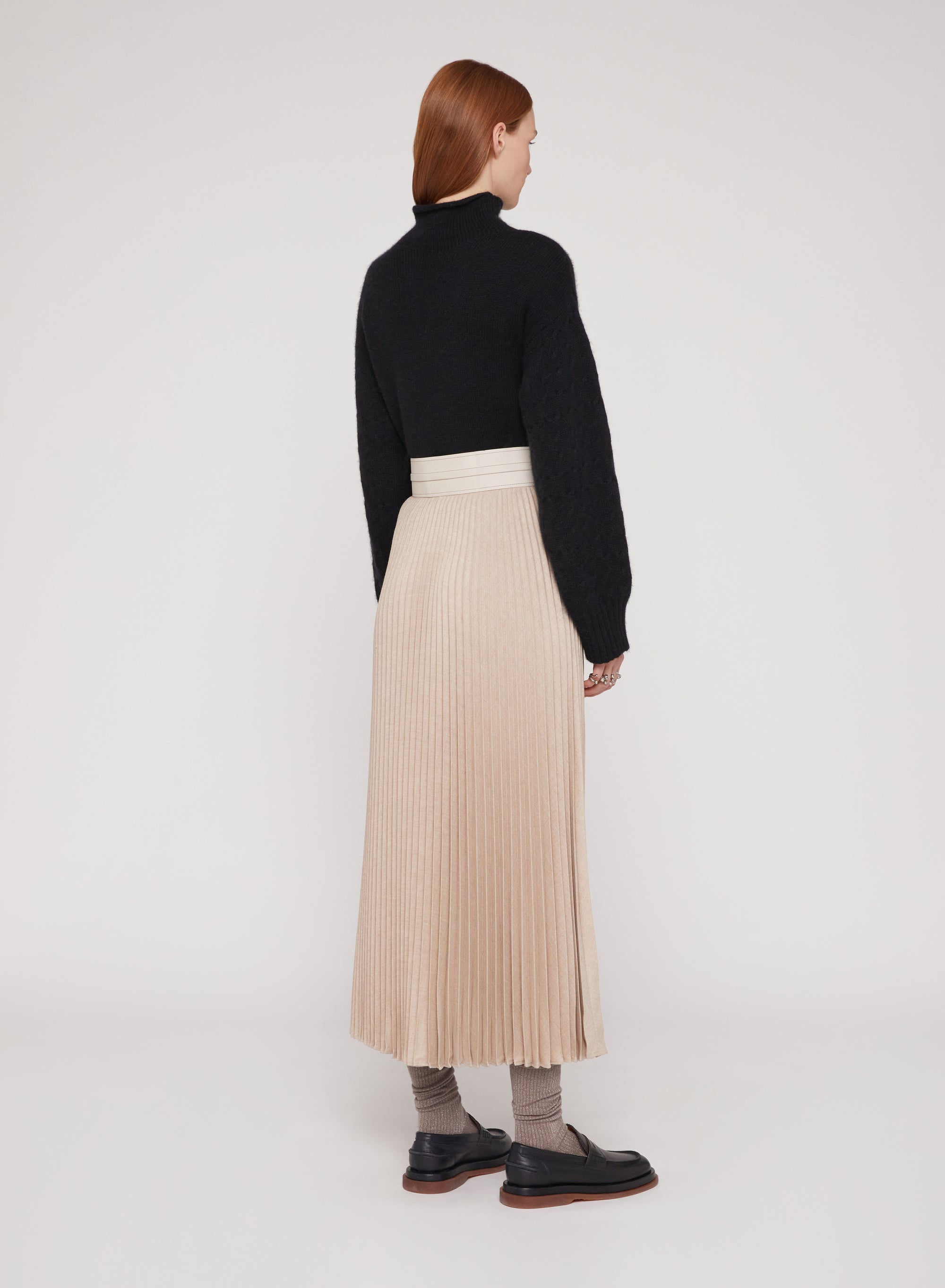 Buttermilk_2QTY // Jupe longue plissée en laine - Buttermilk