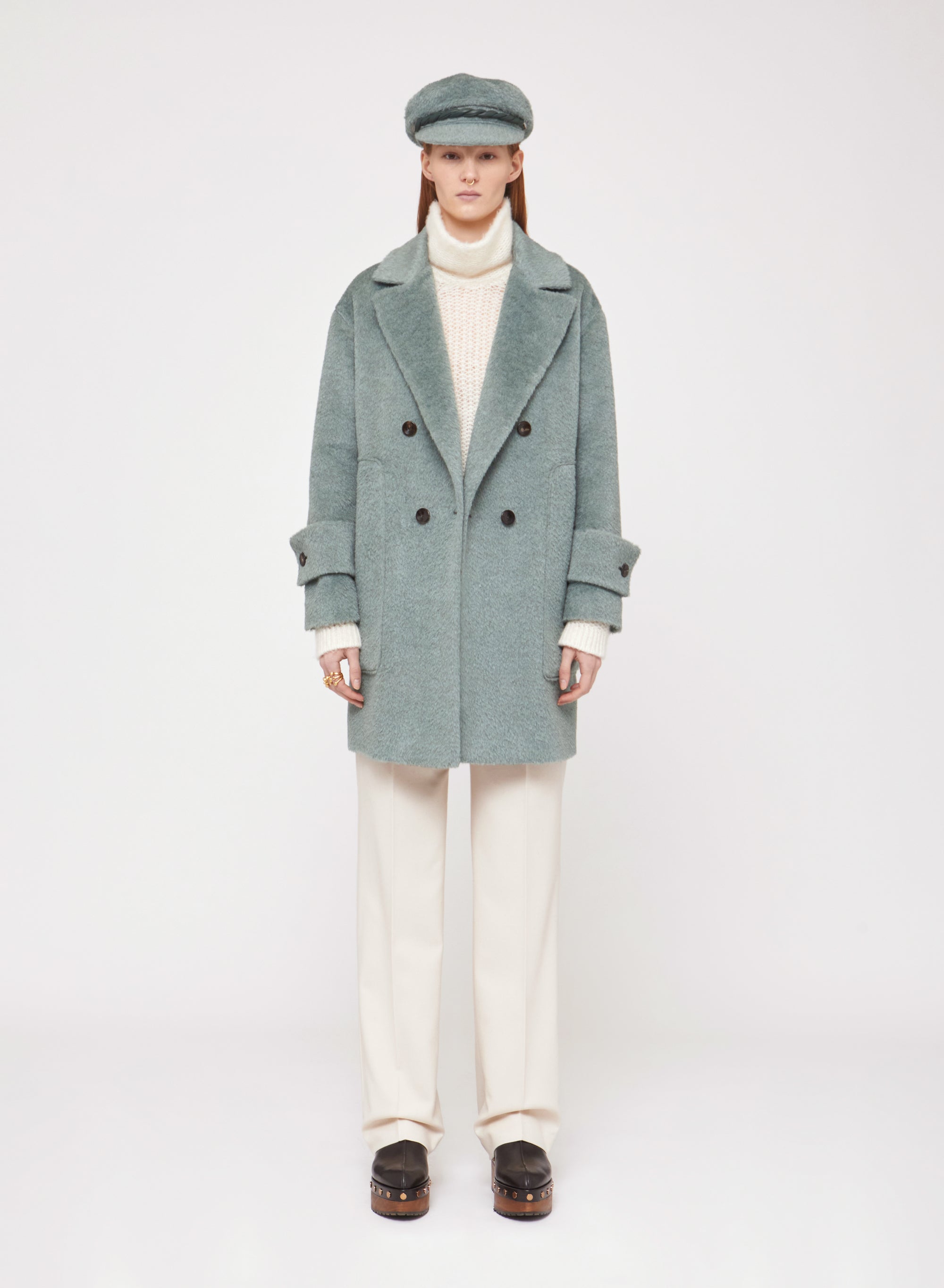 Giada_1QTY // Manteau court col à revers en laine - Giada