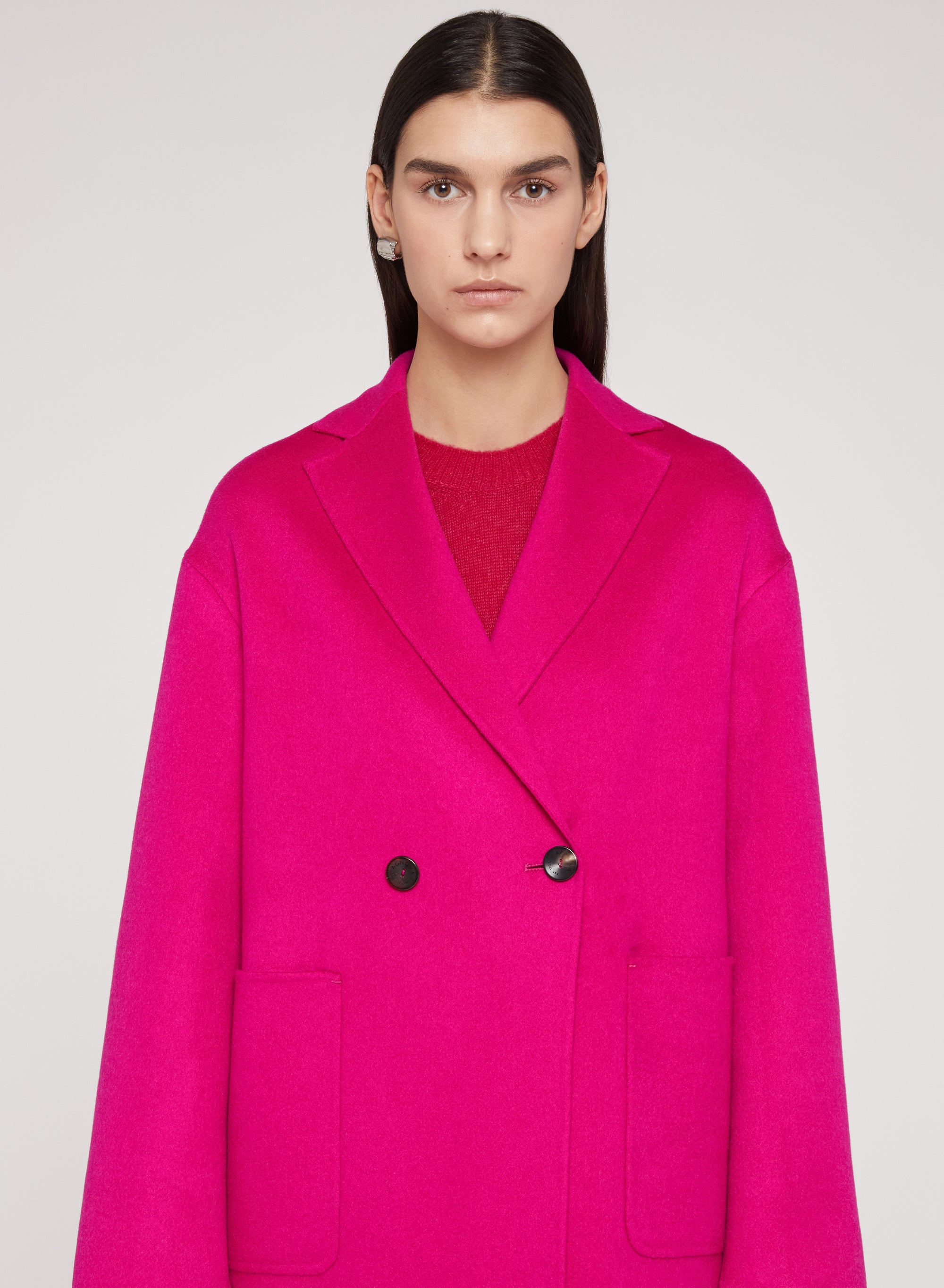 Dahlia_1QTY // Manteau croisé et feutré en laine - Dahlia