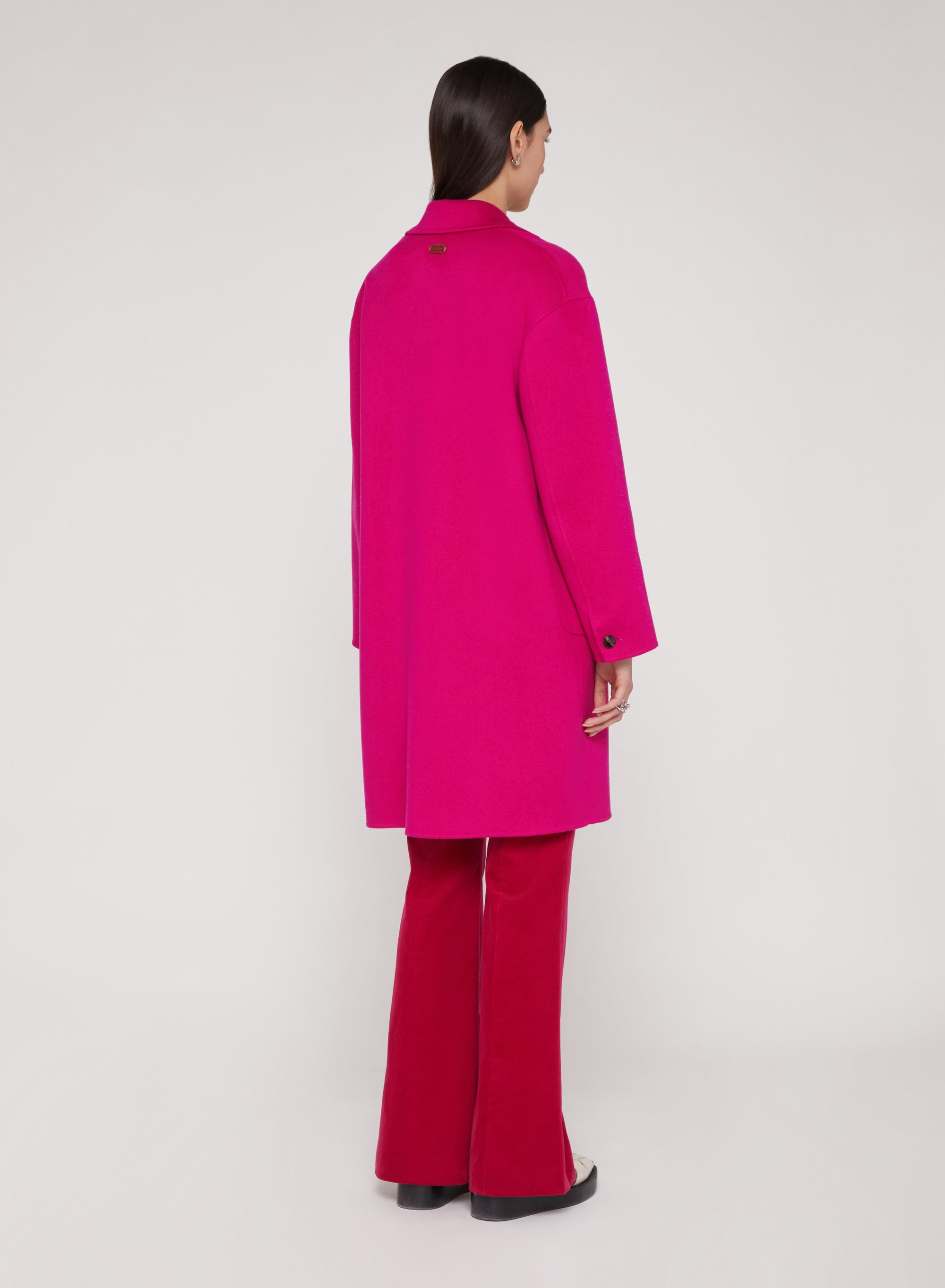 Dahlia_1QTY // Manteau croisé et feutré en laine - Dahlia