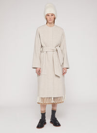 Albino_1QTY // Manteau ceinturé à motif chevrons en laine - Albino