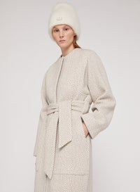 Albino_1QTY // Manteau ceinturé à motif chevrons en laine - Albino
