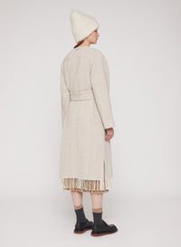 Albino_1QTY // Manteau ceinturé à motif chevrons en laine - Albino