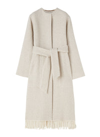 Albino_1QTY // Manteau ceinturé à motif chevrons en laine - Albino