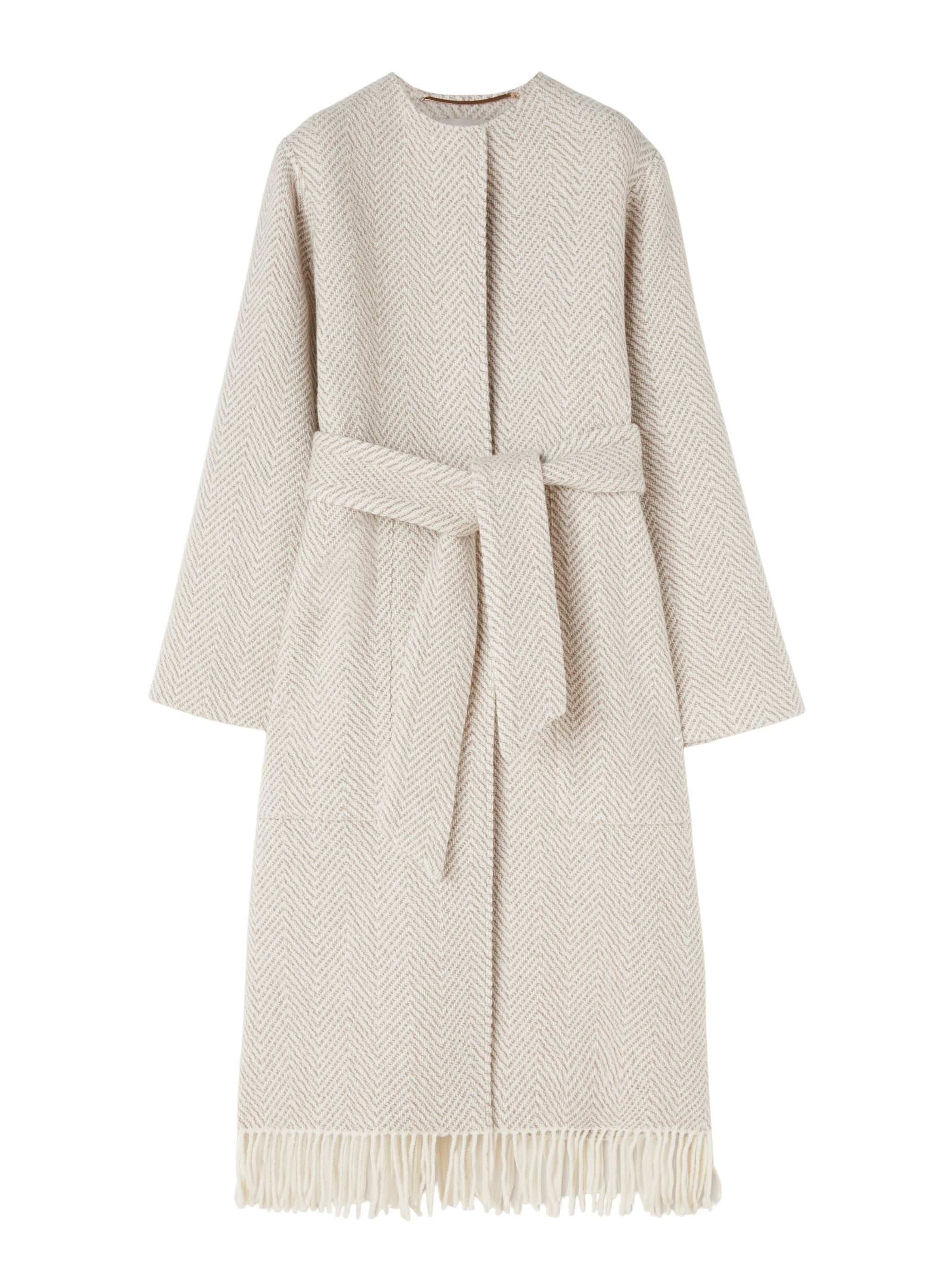 Albino_1QTY // Manteau ceinturé à motif chevrons en laine - Albino