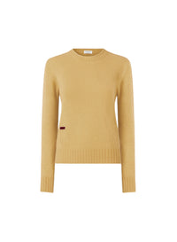 Round-neck jumper with decorative wool patch - Citrine
