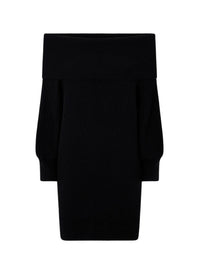 Black_1QTY // Robe pull à col côtelé en laine - Black