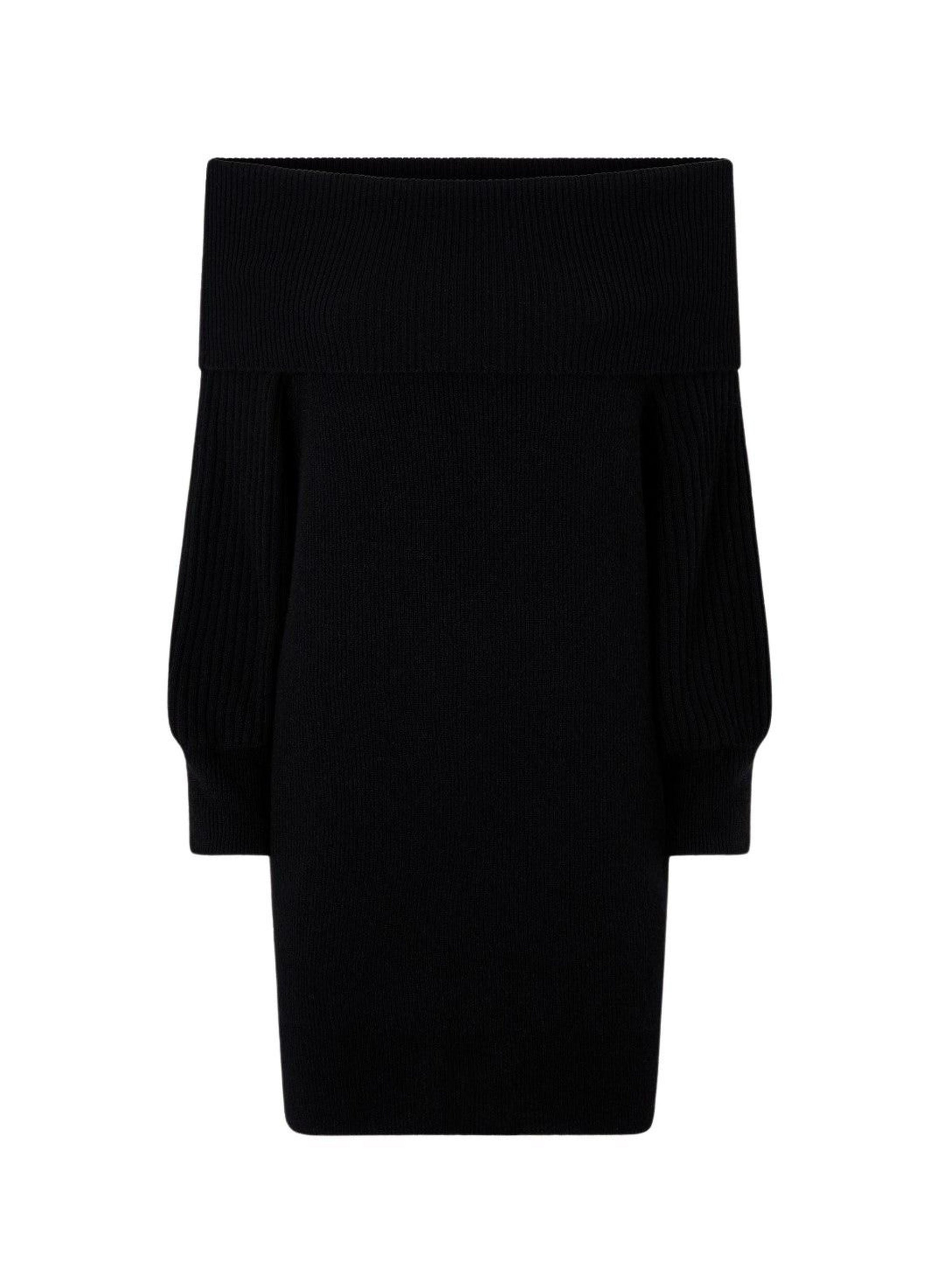 Black_1QTY // Robe pull à col côtelé en laine - Black