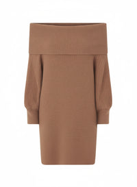 Camel_2QTY // NO PICS // RECOLO // Robe pull à col côtelé en laine - Camel