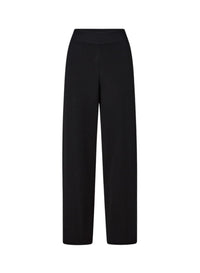 Black_2QTY // Pantalon ceinturé et côtelé en laine et soie - Black