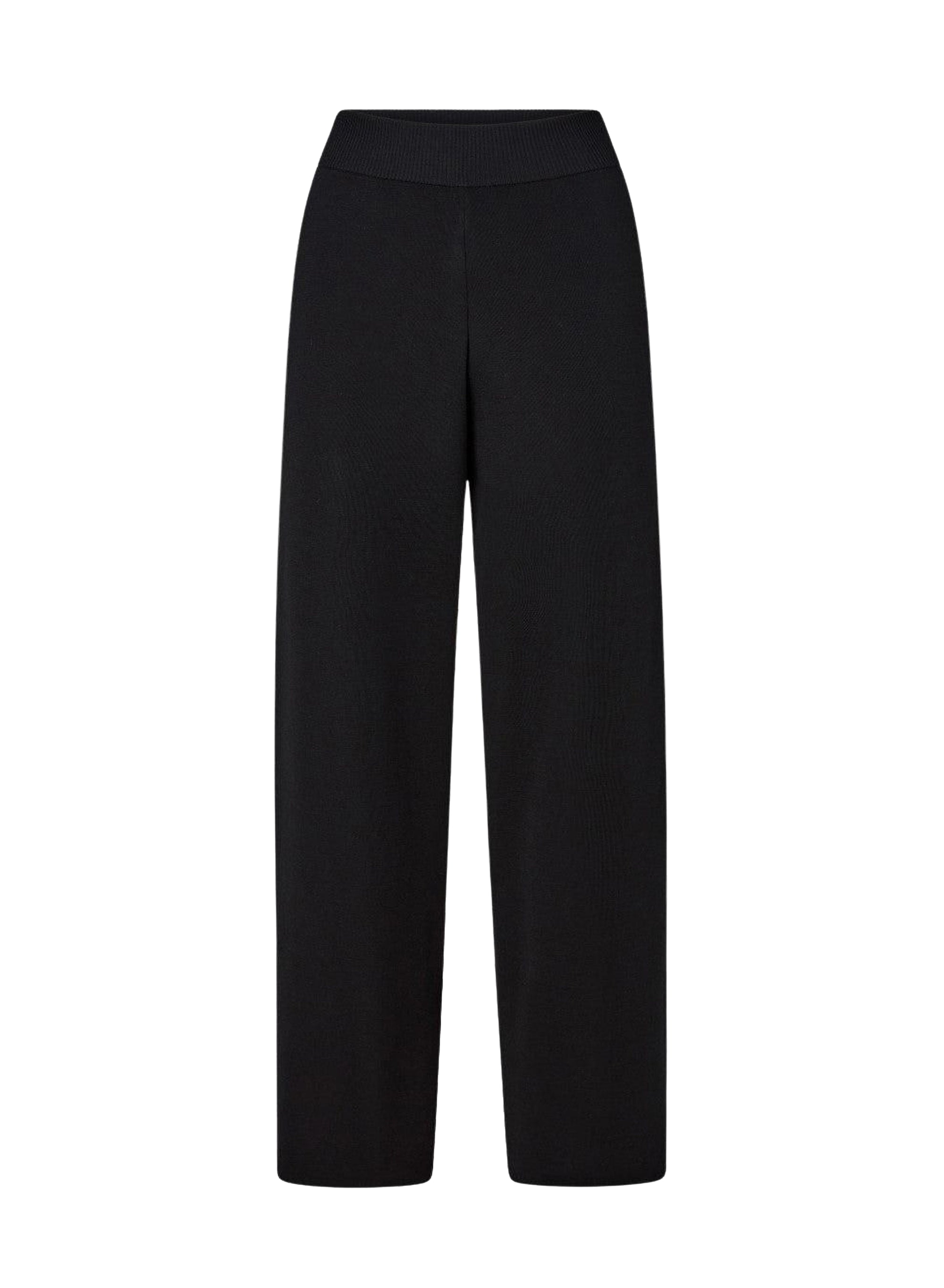 Belted and ribbed wool and silk trousers - Black