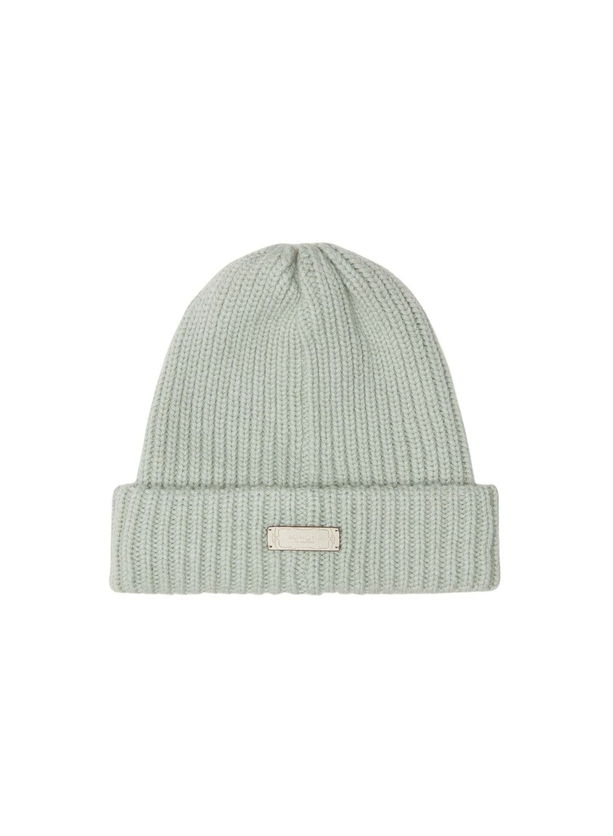 Camel_3QTY // NO PICS // RECOLO // Bonnet revers à plaque métallique en laine - Camel