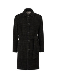 Moss_1QTY // Manteau ceinturé à carreaux en laine - Moss