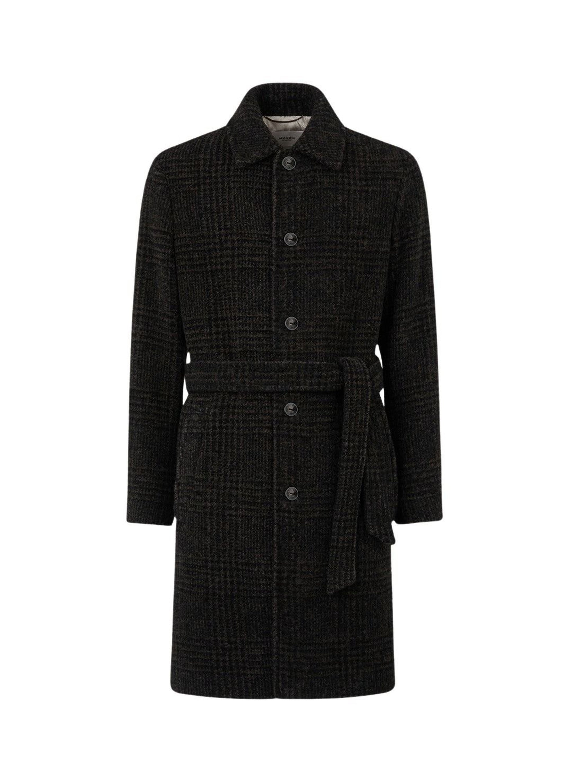 Moss_1QTY // Manteau ceinturé à carreaux en laine - Moss