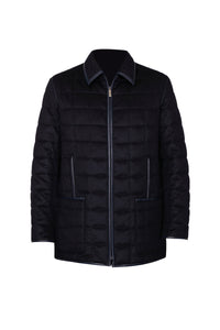 Manteau matelassé à carreaux en cachemire - Bleu