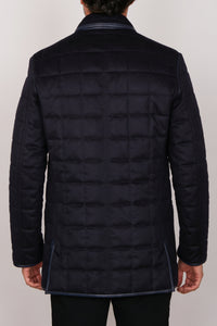 Manteau matelassé à carreaux en cachemire - Bleu