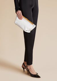 Optic White Aimee Clutch In Optic White Leather - Optic White