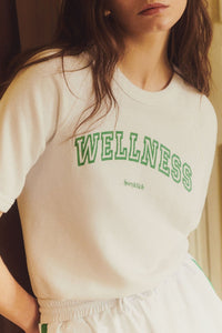 Wellness Ivy Short Sleeve Soft Crewneck - White & Verde