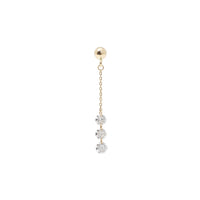 3qty RELIQUAT 595€/ QTY IN : 1-QTY OUT : 1- ST : 100% // Boucle d’oreille Danaé 3 diamants chaîne-Jaune
