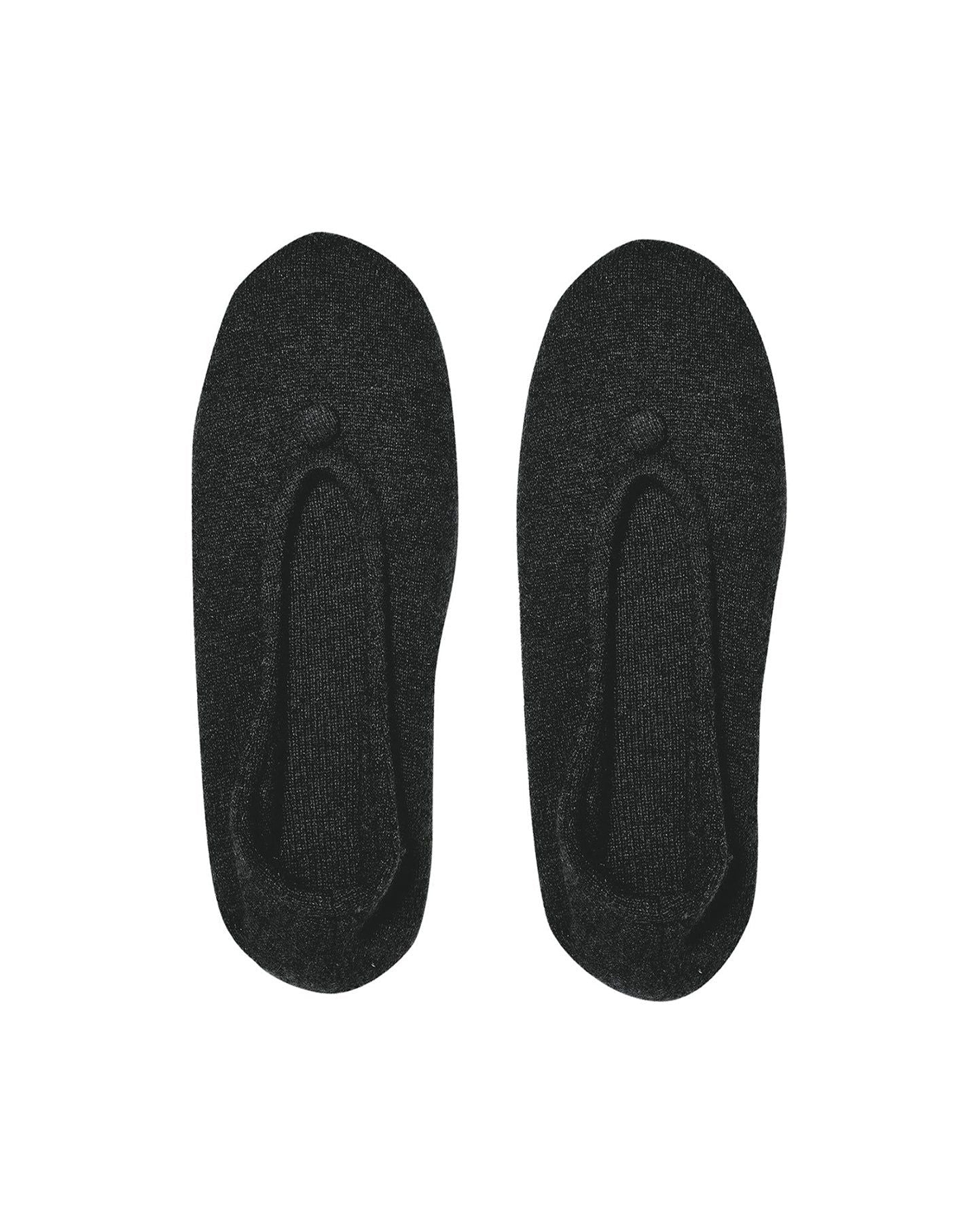 Cashmere and leather ballerinas - Anthracite