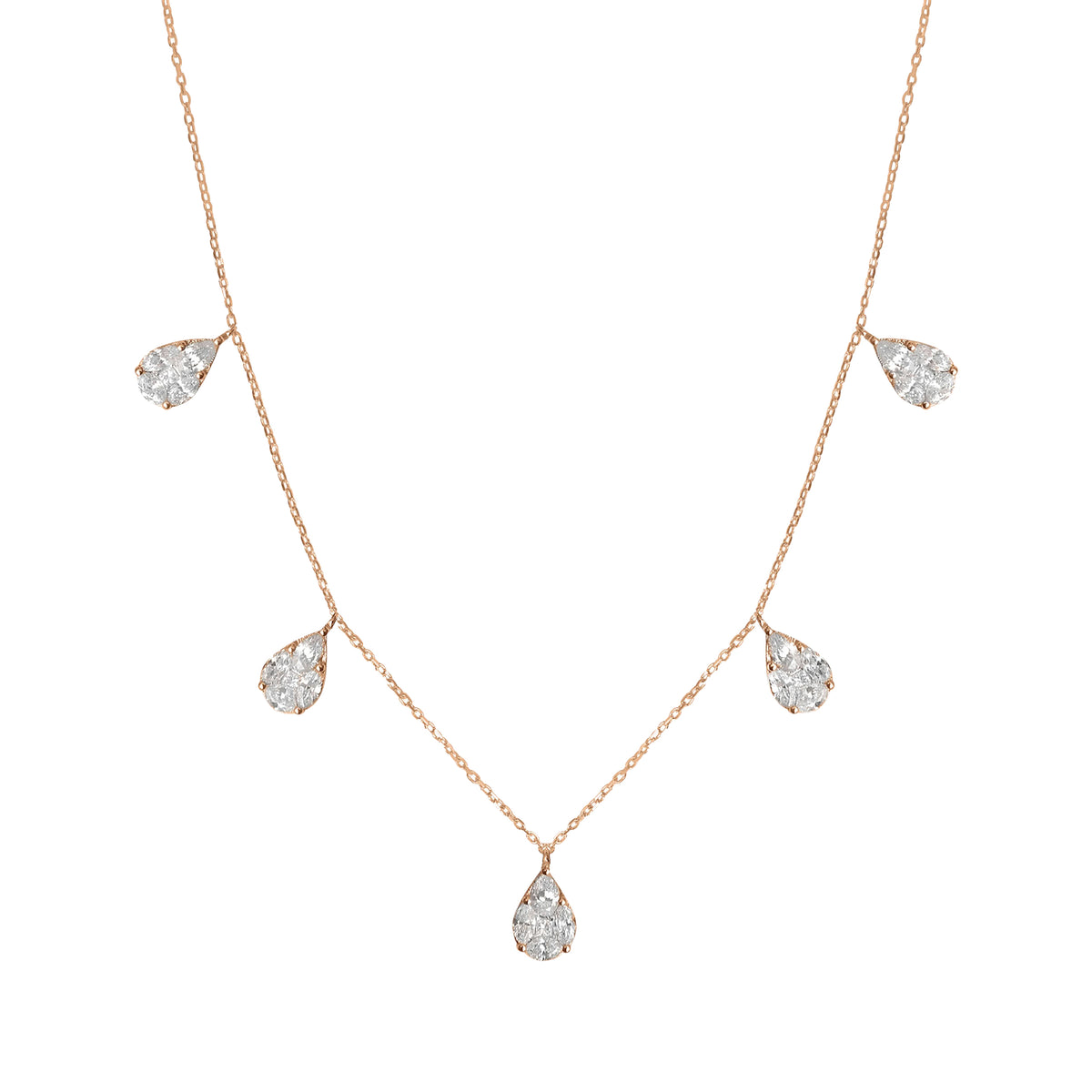 Collier en Or rose 18K serti de diamants - Rose