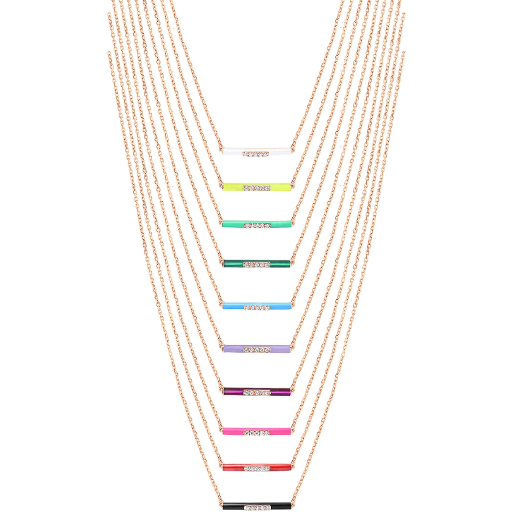 Jaune / Collier Marbella en Or rose 14K serti de diamants - Jaune