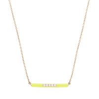 Necklace in 14K pink gold set with diamonds - Yellow