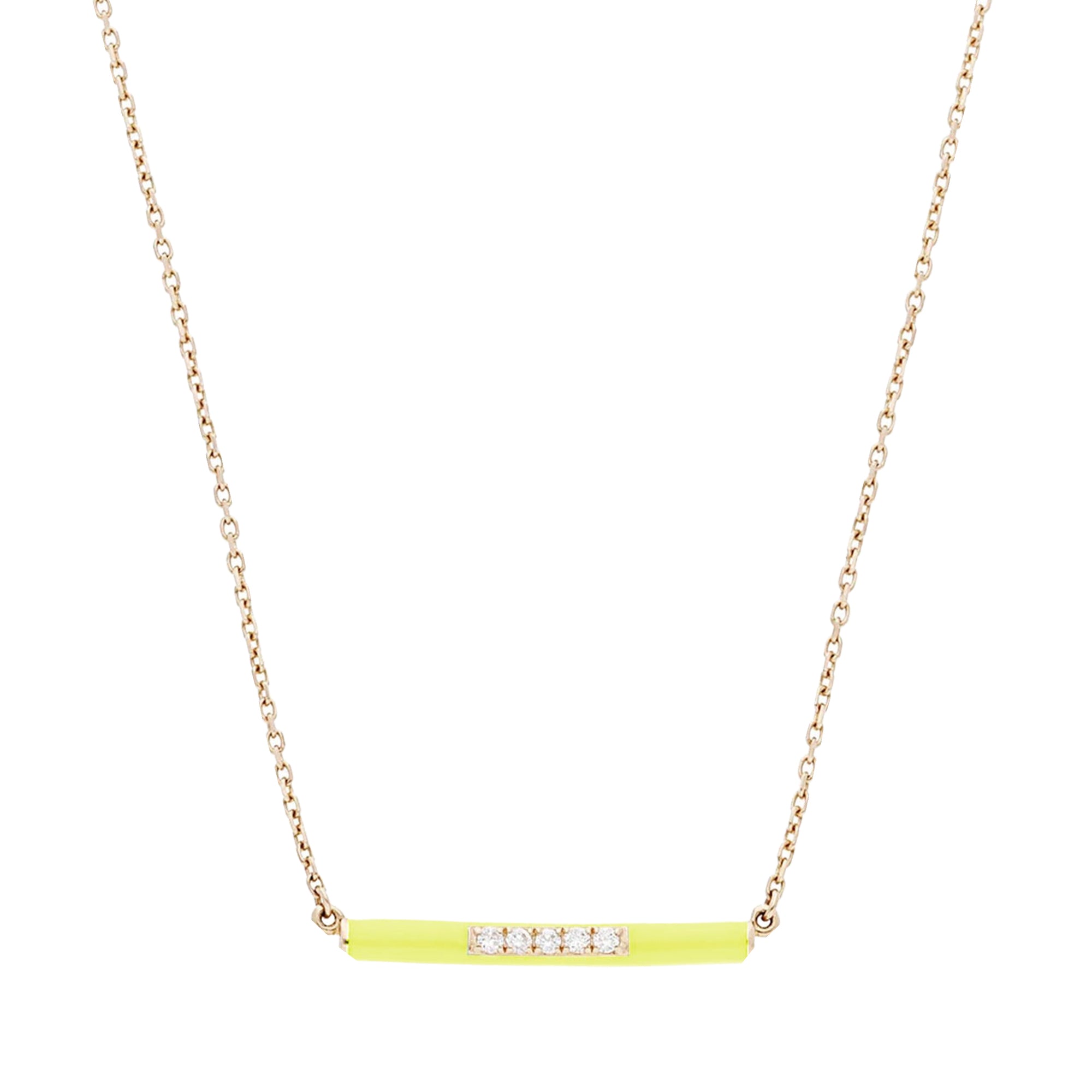 Necklace in 14K pink gold set with diamonds - Yellow