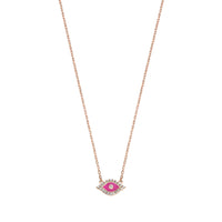 Rose / Collier Œil Marbella en Or rose 14K serti de diamants - Rose