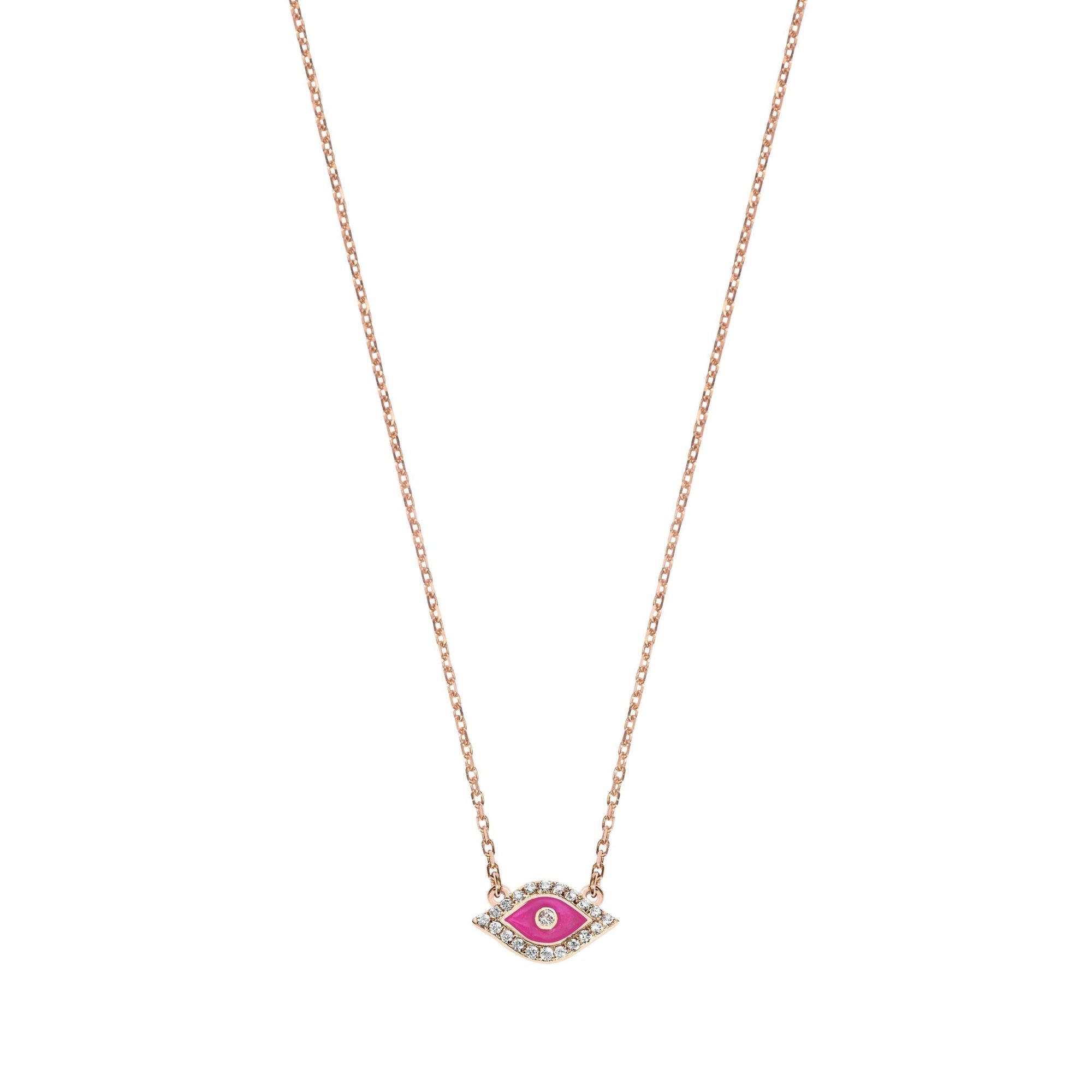 Rose / Collier Œil Marbella en Or rose 14K serti de diamants - Rose