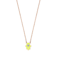 Jaune / Collier Main en Or rose 14K serti de diamant - Jaune