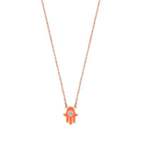 Corail / Collier Main en Or rose 14K serti de diamant - Corail