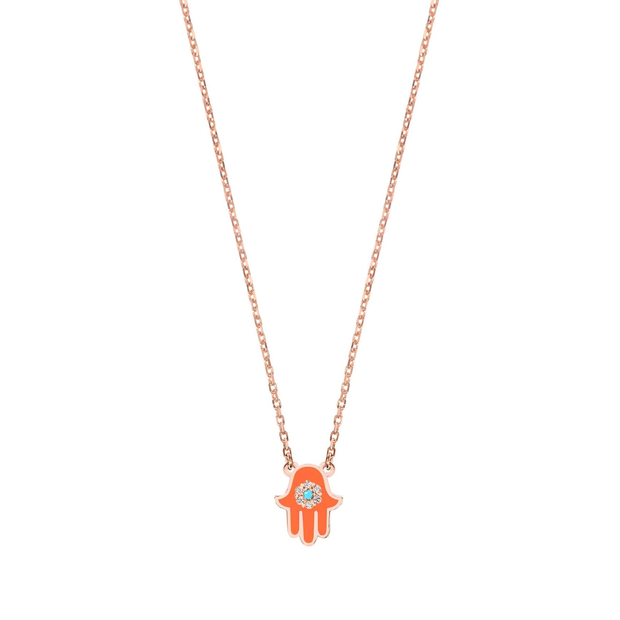 Corail / Collier Main en Or rose 14K serti de diamant - Corail