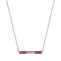 Aubergine / Collier Émail en Or rose 14K serti de diamants - Aubergine