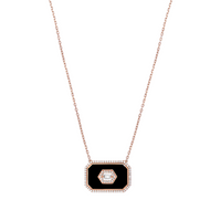 Noir / Collier Art Déco Square en Or rose 14K serti de diamants - Noir