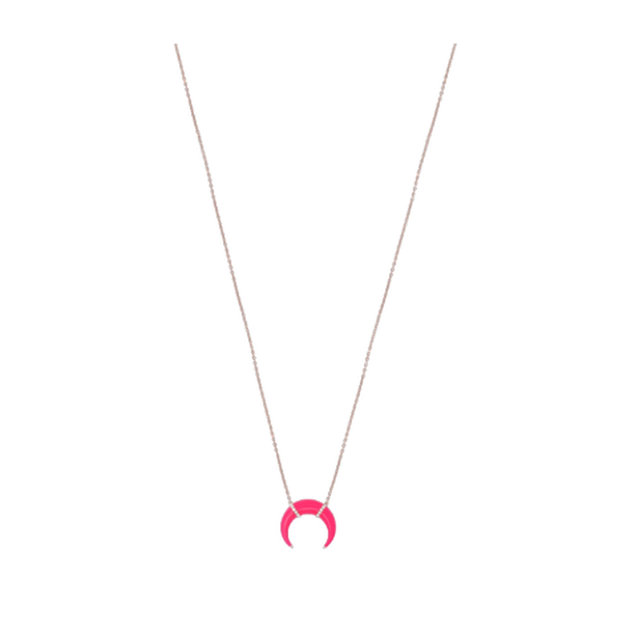 Rose / Collier Corne en Or rose 14K serti de diamants - Rose