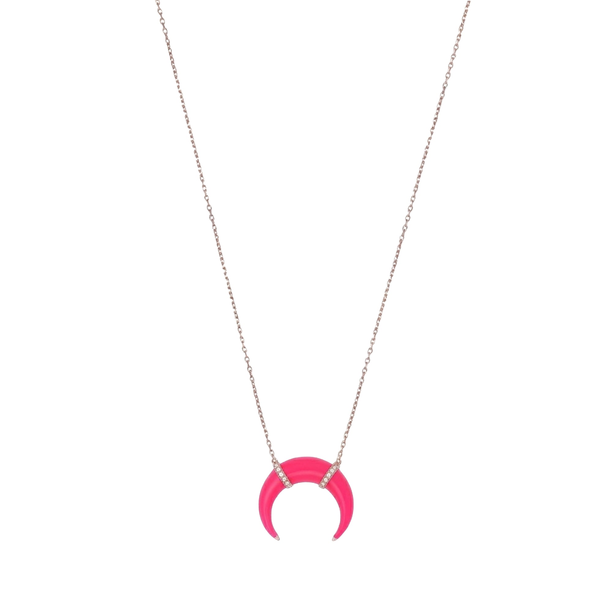 Collier Corne en Or rose 14K serti de diamants - Rose