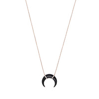 Noire / Collier Corne Art Déco en Or rose 14K serti de diamants - Noire