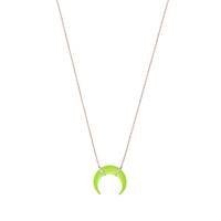 Jaune / Collier Corne en Or rose 14K serti de diamants - Jaune