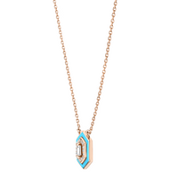 Bleu / Collier Hexagone Marbella en Or rose 14K serti de diamants - Bleu